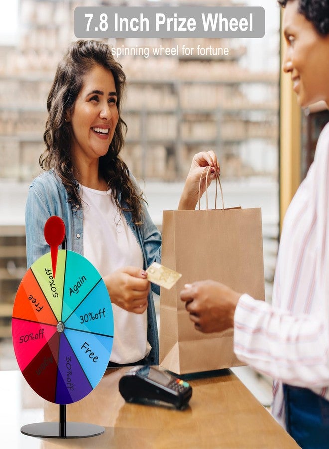 kithing 7.8" Spinning Prize Wheel, Spinning Wheel for Prizes with Stand 8 Slots Tabletop Roulette Spinner with Dry Erase Marker & Eraser - Spinner Wheel of Fortune Spinning Game, Carnival, Trade Show, Class - Image 2